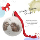 Portmeirion Royal Worcester Christmas Tree Ornament - Personalized Holiday Bauble with Hedgehog Motif, Fine Bone China Festive Holiday Decorations, Whimsical Animal Theme for Seasonal Home Decor