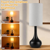 Touch Bedside Lamp for Nightstand,3-Way Dimmable,Space Saving & No Assembly Required, Upgraded Small Droplet Vintage Black Table Lamp for Bedroom, Living Room (2700K LED Bulb Included)