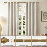 Warm Gold Curtain Rods for Windows 72 to144 Inch Brass Extra Long Heavy Duty Adjustable single 1" Diameter with vintage Brushed Bronze Metal Finials Antique for Living Room Bedroom Farmhouse Kitchen