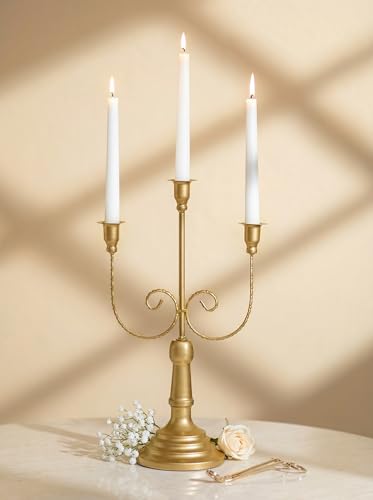 Romadedi Candelabra Gold Candlestick Holders, 15.7 in, Pack of 6