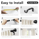 IFELS Heavy Duty Curtain Rods for Windows 66 to 120 Inch,1 Inch Adjustable Black Curtain Rod with Easy Installation and Modern Design,Decorative Long Drapery Rods with Metal Finials (A1,Black,30-120")