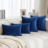 MIULEE 18x18 Inch Pack of 2 Throw Pillow Inserts 100% Virgin Fiber Filling Bundle Navy Blue Velvet Throw Pillow Covers Decorative for Livingroom Bedroom Sofa Couch Bed