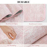 2x6 Washable Runner Rugs, Pink Stainproof Non-Slip for Hallway