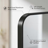 Koonmi Bathroom Mirror, 30X36 Inch Black Metal Framed Mirror for Bathroom, Tempered Glass, Anti-Rust, Rounded Rectangle Mirror for Restroom, Bedroom, Black