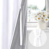 XWZO 100% Blackout Curtains 63 Inches Length with Tiebacks- Full Shade Window Drapes Thermal Insulated Double Layer with Black Liner for Bedroom/Living Room, Grommet Top, White, W52 x L63, Set of 2