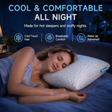 QUTOOL Cooling Pillow for Sleeping, CertiPUR-US Shredded Memory Foam Queen Pillow Set of 1, Cool Pillow for Hot Sleepers Adjustable Firm Pillow for Side, Back, Stomach Sleepers Soft Yet Support, White