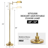 Dimmable Pharmacy Floor Lamp with Remote, 17W Gold LED Reading Floor Lamp with 360°Swing Arm, 3 Color Temperature, Height Adjustable Standing Task Lamp for Living Room, Bedroom, Office, Antique Brass