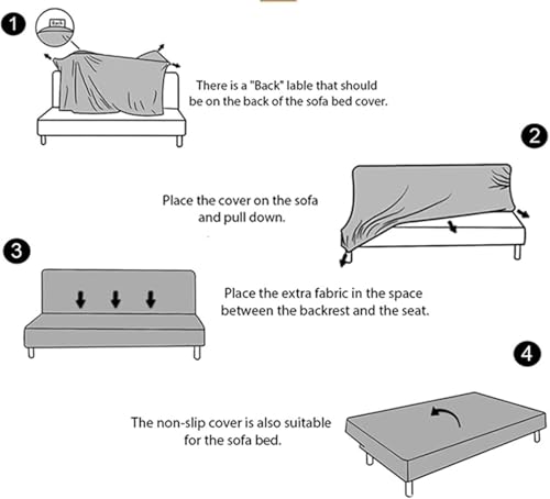 Armless Stretch Futon Cover Sofa Bed Slipcover 3 Seater Elastic Full Queen Folding Couch Covers Furniture Protector Velvet-Soft Waterproof Washable Pets Dogs Cats(Coffee,Large(190-210cm))