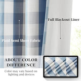 Buffalo Plaid Full Blackout Curtain Panels 84 Inches Length,Dusty Blue and White Farmhouse Drapes,Thermal Insulated Window Treatment for Bedroom Living Room,Rod Pocket Back Tabs,40"Wx84"Lx2