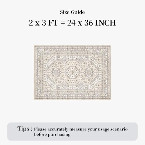 2x3 Washable Area Rug: Non-Slip Soft Vintage Entryway Door Mat