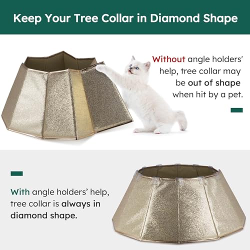 HarcoHome Dazzling Christmas Tree Collar, 26" D Foldable Crystal Christmas Tree Base Cover, Handmade Skirt for Xmas Decoration (Rose Gold, Diamond)