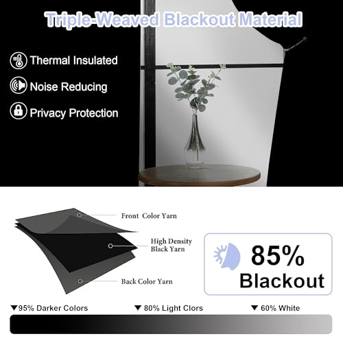 Simplebrand Ava Sage Green Blackout Curtains for Bedroom 63 Inch Length 2 Panels Set, Solid Thermal Insulated Energy Saving Rod Pocket Window Treatment Curtains Blackout Drapes, W40 x L63 Inch, Sage