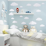 31pcs Big Clouds Vinyl Wall Decals DIY Wall Sticker Removable Wall Art Decor 4-10 inch for Living Room Nursery Kids Room(White)