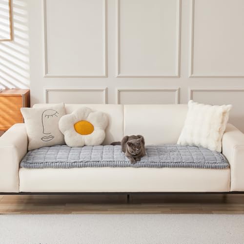 Awjcsv Couch Cover for Dogs Washable, Fuzzy Pet Couch Covers for 3 Cushion Sofa Pet Friendly, Non Slip Sofa Cover (Light Blue-Grey, 27.6" X 82.7"/70 X 210cm)