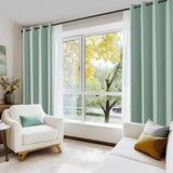 Beauoop 100% Blackout Curtains 84 Inch Long 2 Panels for Bedroom Living Room Seafoam Green Solid Room Darkening Thermal Insulated Soundproof Energy Saving Grommet Top Window Treatment Drapes,52x84