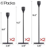 Matte Black Taper Candle Holder Set of 6, Tall Candlestick Holders