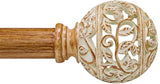Boho Wood Curtain Rods For Windows 48 to 84 Inches, 1 Inch Heavy-Duty Adjustable Decorative Curtain Rods With Branches Leaves Hollow Finials for Bedrooms and Living Rooms In Farmhouses.