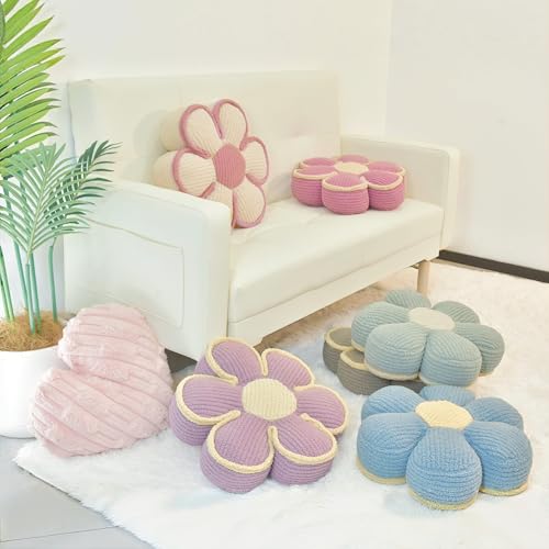 Sage Green Decorative Throw Pillows Flower Daisy Shaped Pillow 16" Soft Floor Cushion for Couch Bed Chair Girls Room Bedroom Decor Aesthetic (1, Sage Green, 16 Inch)