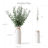 Vase with Greenery, 20pcs Artificial EucalyptusStems in White Vase, Boho Home Decor Plant, 19" Decorative Fake Plants for Home Farmhouse Mantle Centerpiece Decor