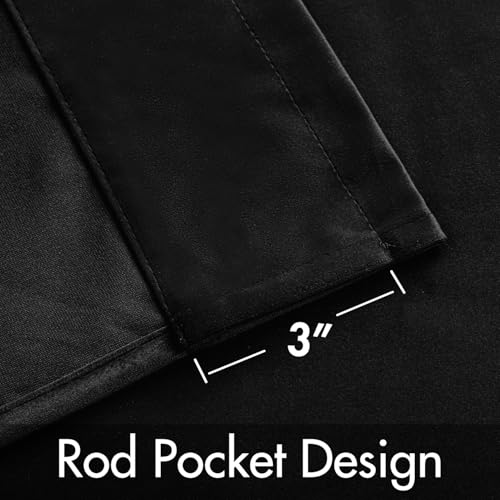 MIULEE Black Velvet Blackout Curtains 84 Inch Long Luxury Super Soft Thermal Insulated Window Curtains Room Darkening Drapes Rod Pocket Design for Bedroom Living Room Set of 2 Panels, W40 x L84 Inch