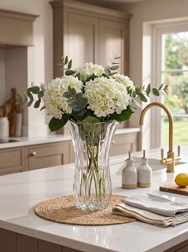 Celebrations by Mikasa Blossom Crystal Vase 12 Inch - Sculpted Flower Design for Fresh Bouquets, Home Decor, Centerpieces - Traditional and Contemporary Style