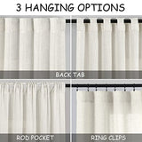 Nanspring Natural Linen Curtains 96 Inches Long for Living Room 2 Panel Set Light Filtering Semi Sheer Drapes Farmhouse with Back Tab Modern Rustic Window Long Curtain for Bedroom Cream W50 x L96