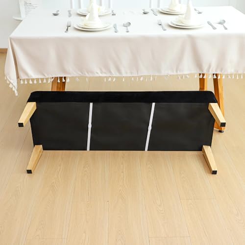 FORCHEER Black Velvet Dining Chair Covers with Bench Slipcover for Dining Room Stretch Dining Table Chair Covers 4 and A Bench Cover Removable Washable