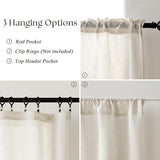 CUTEWIND Cream Linen Cafe Curtains 24 inch Length 2 Panel Set Rod Pocket Farmhouse Short Kitchen Window Curtains Over Sink Light Filtering Semi Sheer Small Window Drapes for Bathroom Camper W26xL24