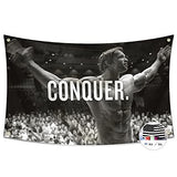 Probsin Conquer Flag 3x5 Ft Gym Motivation Funny Fitness Poster Cool Man Cave Wall Decor for College Dorm Room Decoration,Bedroom,Outdoor,Parties,Gift,Indoor,Ceiling,Garage