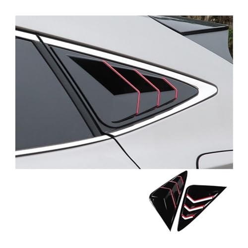 Compatible For Toyota Harrier Venza 2022 Car Rear Side Window Triangle Shutter Cover Trims Louver Decorative Sticker ABS Exterior Accessory(GlossyBlack Red Edge)