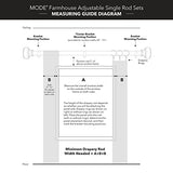 MODE Farmhouse Collection 1 1/8" Diameter Curtain Rod Set with Porch Doorknob Curtain Rod Finials and Steel Wall Mounted Adjustable Curtain Rod, Fits 36” to 72” Windows, Weathered Oak
