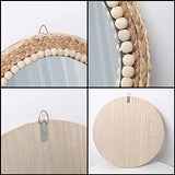 15 Inch Boho Round Hanging Wall Mirror Decorative Rattan Circle Mirrors for Farmhouse, Living Room, Bedroom