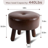 Small Foot Stool Ottoman, Round Pouf Foot Rest, Footstool, Faux Leather