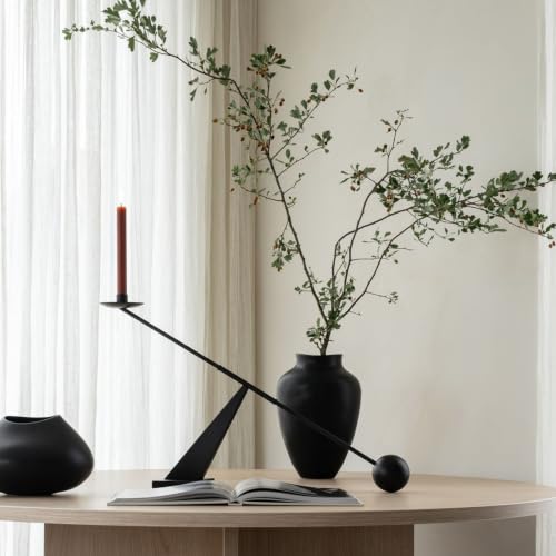 Black Metal Modern Candle Holder Candlestick Holders Decorative Candle Stand, Tapered Candle Holders Home Decoration 19 inch