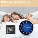 Navy Blue Wall Clock, Quality Quartz Silent Non-Ticking Battery Operated, 12" Modern Round Wall Clocks for Living Room Bedroom Kitchen Home Wall Decor(LJ)