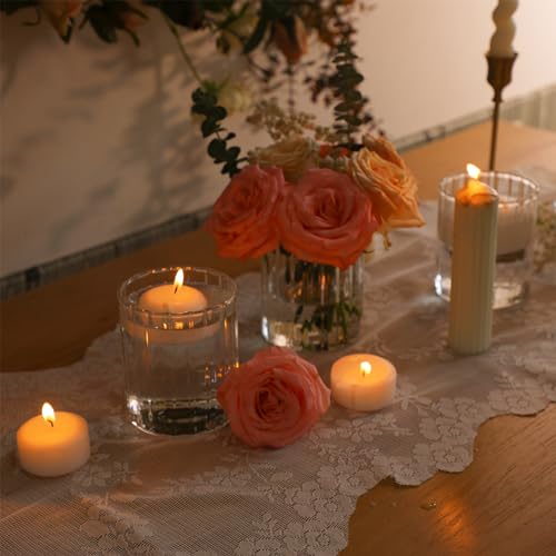 ComSaf Glass Cylinder Vases Pack of 12, Clear Ribbed Bud Vases for Centerpieces Weeding Decoration, 6 inch Tall Clear Flower Vases in Bulk, Hurricane Candle Holder for Party Home Decor