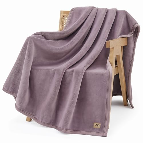 UGG Coco Throw Blanket, Soft Fleece Bed Blanket, 50" x 70", Purple (Shadow)