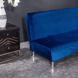 SFYZ HOME Velvet Armless Futon Slipcover,Stretch Silver Fox futon Cover, Modern Solid Color Sofa Bed Cover for for Futon Folding Bed Sofa (Royal Blue,M-61-72.8in/155-185cm)
