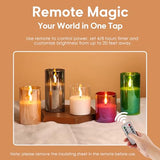 Clear Glass Flameless Candles with Remote Timer, Flickering Battery LED Pillar Candles Set of 3