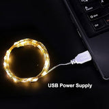 Sokelinn-six 2m 20 LEDs Fairy String Lights, USB Powered String Light for Desk Office Christmas Tree Party Decoration (Warm, 2)