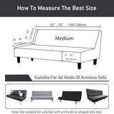 Armless Futon Cover Full Size Stretch Sofa Bed Slipcover Non-Slip Elastic Bottom Small Check Jacquard Couch Cover Thick Soft Washable Furniture Protector Kids Pet Dog Cat(K,Medium:160-190cm)