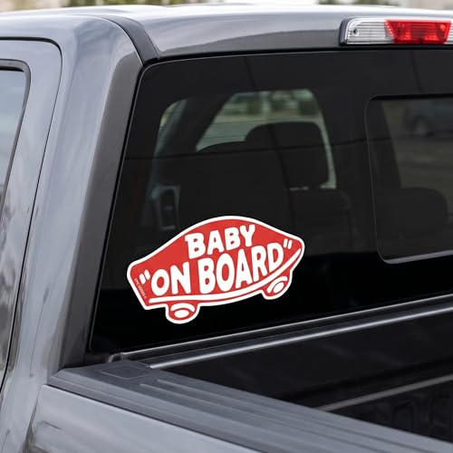 Baby On Board Sticker for Cars, Trucks, Vans [2-Pack] Baby On Board Signs, Safety Sign Decal for Kids, Heavy-Duty Waterproof Bumper Sticker | Cute Baby Shower Registry Gift (Stickers - Red)