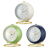 FLOITTUY Silent Table Analog Alarm Clock No Ticking, Lighted on Demand and Battery Operated, Beep Sounds, Small Desk Clock(Navy Blue)