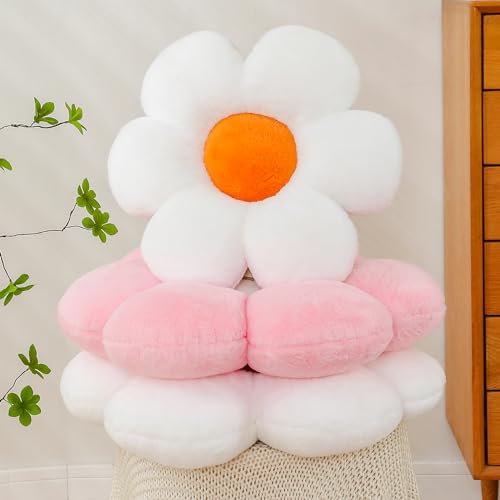 CANGHI Pink Flower Pillow 15.74 inch Flower Shaped Throw Pillows Daisy Plush Pillow Floor Pillows Seat Cushion Cute Aesthetic Decorative Throw Pillows for Bed Home Sofa Chair Couch Decor