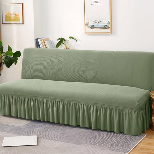 Futon Couch Cover|Futon Cover Stretch Mattress Thicken Armless Sofa with Skirt Soft Covers Non-Slip Slipcovers Washable Couch for Home
