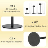 Hewory Black Taper Candle Holders: Candlestick Holders Set of 6 Hurricane Glass Tall Candle Holder for Candlesticks Candle Sticks Holder Decor for Table Centerpiece Wedding Party Christmas Decorations