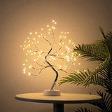Bonsai Tree Light Silver Matte 20 Inches Artificial Tabletop Fairy Light Tree Lamp,Eight Lighting Modes,USB or Battery Operated with Timer,Decor of Bedroom,Living Room,Christmas (Warm White)