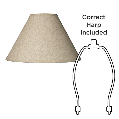 6" Top x 17" Bottom x 11 1/2" High x 11 1/2" Slant Lamp Shade (Pre-Assembled) Replacement Large Beige Brown Empire Round Rustic Farmhouse Western Fine Burlap Fabric Spider Harp Finial - Springcrest