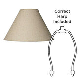 6" Top x 17" Bottom x 11 1/2" High x 11 1/2" Slant Lamp Shade (Pre-Assembled) Replacement Large Beige Brown Empire Round Rustic Farmhouse Western Fine Burlap Fabric Spider Harp Finial - Springcrest