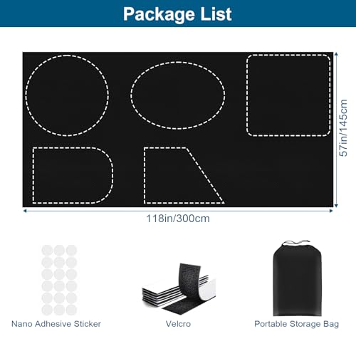 Petaholic 100% Blackout Curtains for Bedroom, Portable DIY Window Blinds, No Drill Window Shades & Blackout Blinds with Stickers & Tabs for Travel, Dorm Room, Media Room (118" x 57")